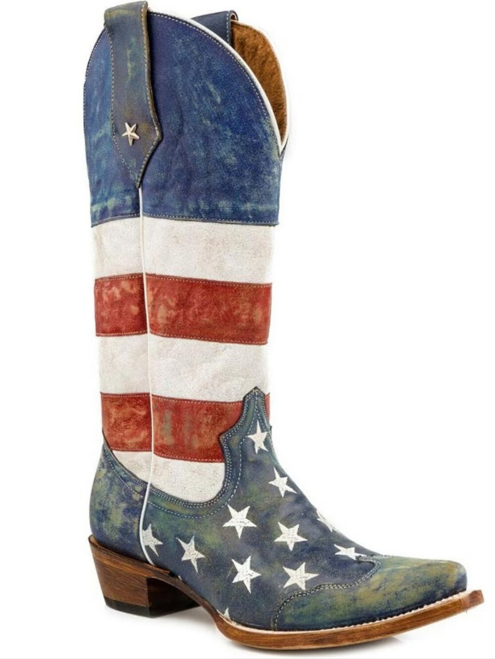 Roper Distressed American Flag Snip Toe Patriotic Cowboy Boots Womens Size 7